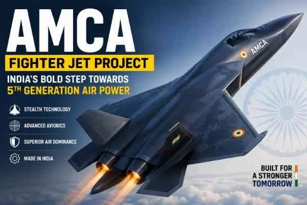 AMCA Fighter Jet Project showcasing India's fifth-generation stealth fighter aircraft designed for future air dominance